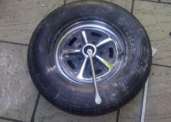 Tyre removal from Rostyle chrome wheels.